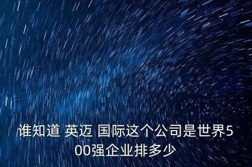 誰知道 英邁 國(guó)際這個(gè)公司是世界500強(qiáng)企業(yè)排多少