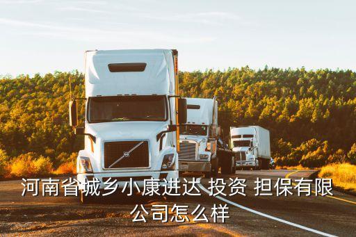 河南省城鄉(xiāng)小康進達 投資 擔(dān)保有限 公司怎么樣