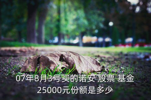 07年8月3號買的諾安 股票 基金25000元份額是多少