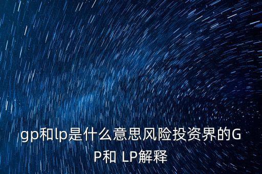 LP基金,lp基金是什么意思