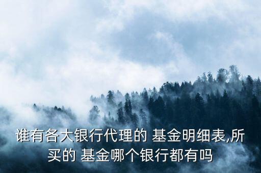 誰有各大銀行代理的 基金明細(xì)表,所買的 基金哪個銀行都有嗎